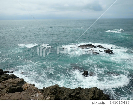 桂浜の龍王岬から望む太平洋 潮流・岩礁 桂浜の龍王岬から望む太平洋 潮流・岩礁 141015455
