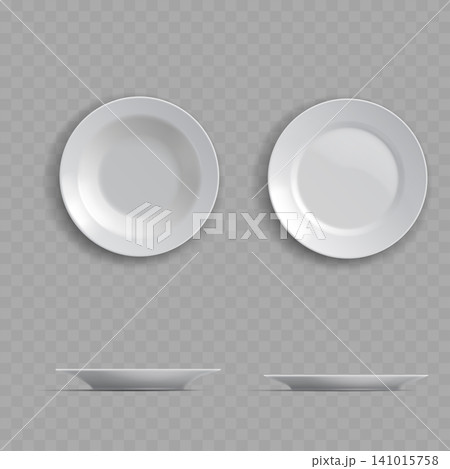 White Ceramic Plate and Bowl Mockup Vector 141015758