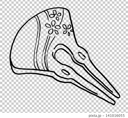 Simple illustration, monochrome line drawing, hair ornament. Simple illustration, monochrome line drawing, hair ornament. 141016055