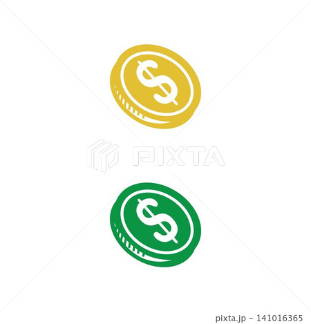 A clean and professional vector illustration of a US dollar gold coin. This coin features a dollar sign. A clean and professional vector illustration of a US dollar gold coin. This coin features a dollar sign. 141016365