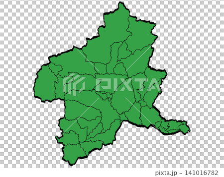 Gunma Prefecture Map: Municipalities (Green/Brushstroke Style) Gunma Prefecture Map: Municipalities (Green/Brushstroke Style) 141016782
