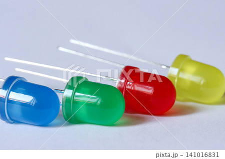 Colorful LED Diodes On White Background Colorful LED Diodes On White Background 141016831
