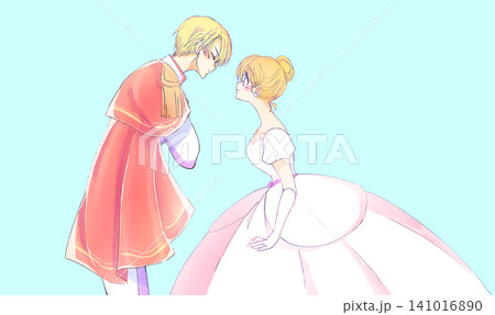 挨拶をする王子様とお姫様 金髪 マント イメージ 挨拶をする王子様とお姫様 金髪 マント イメージ 141016890
