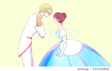 挨拶をする王子様とお姫様 金髪 茶髪 イメージ 挨拶をする王子様とお姫様 金髪 茶髪 イメージ 141016892