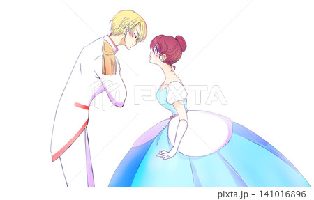 挨拶をする王子様とお姫様 金髪 茶髪 イメージ 挨拶をする王子様とお姫様 金髪 茶髪 イメージ 141016896