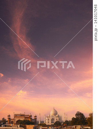 Taj Mahal at Sunset with Colorful Sky Taj Mahal at Sunset with Colorful Sky 141017048