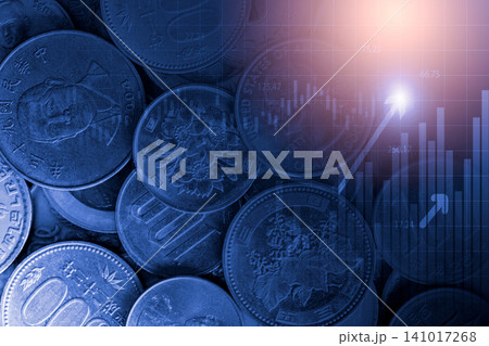 Business man on digital stock market financial indicator background. Digital business and stock market financial indicator on LED. Double exposure of business man and digital stock market financial. 141017268