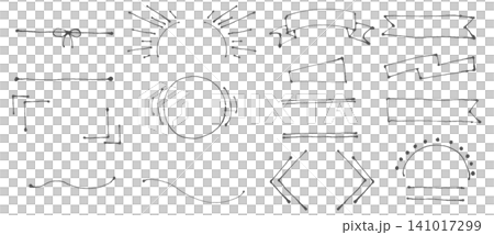細い水彩ペンで描いたかわいいフレームライン素材セット 141017299