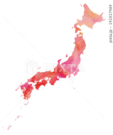 水彩風ベクター・日本地図・赤 141017484