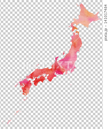 Watercolor-style vector - Japan map - red Watercolor-style vector - Japan map - red 141017484