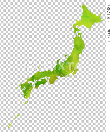 Watercolor-style vector - Japan map - green 141017485
