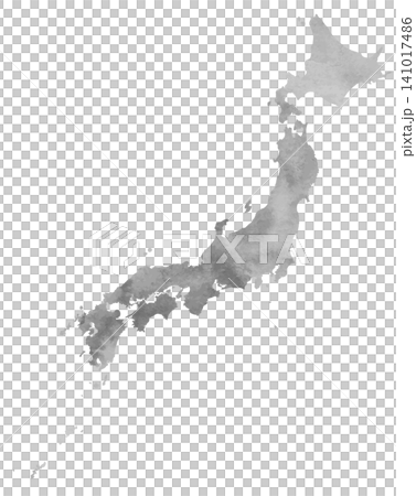 水彩風ベクター・日本地図・グレー 141017486