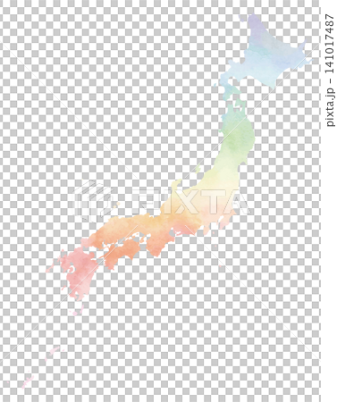 水彩風ベクター・日本地図・レインボー 水彩風ベクター・日本地図・レインボー 141017487