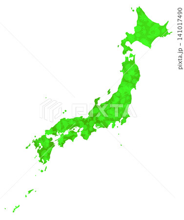 水彩風ベクター・日本地図・新緑 141017490