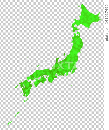 水彩風ベクター・日本地図・新緑 141017490