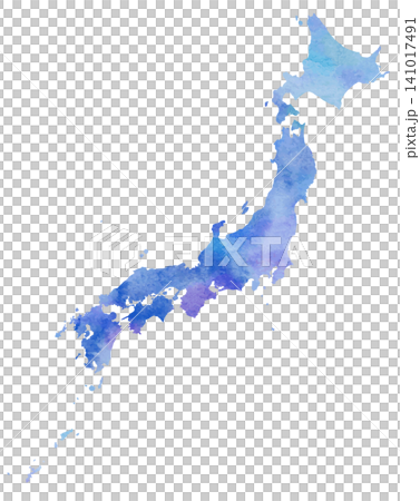 Watercolor-style vector - Japan map - blue Watercolor-style vector - Japan map - blue 141017491