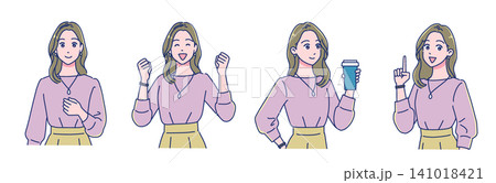 若い女性会社員の表情セット 若い女性会社員の表情セット 141018421