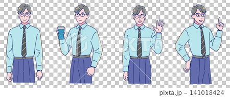 A set of facial expressions for a young male office worker A set of facial expressions for a young male office worker 141018424