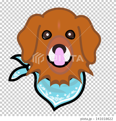 一幅金毛犬戴著頭巾的插圖。 一幅金毛犬戴著頭巾的插圖。 141018622