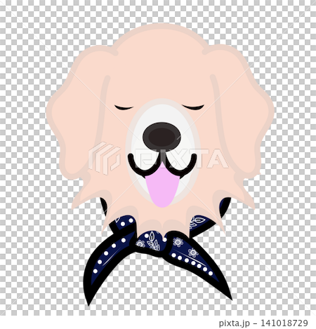 An illustration of a golden retriever's face wearing a bandana. An illustration of a golden retriever's face wearing a bandana. 141018729