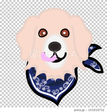 一幅金毛犬戴著頭巾的插圖。 一幅金毛犬戴著頭巾的插圖。 141018732