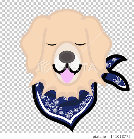 一幅金毛犬戴著頭巾的插圖。 一幅金毛犬戴著頭巾的插圖。 141018775