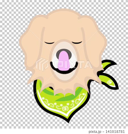 バンダナを巻いたゴールデンレトリバーの顔のイラスト バンダナを巻いたゴールデンレトリバーの顔のイラスト 141018781