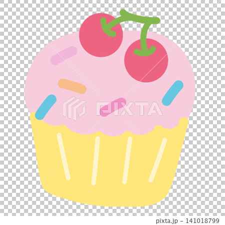 Illustration of strawberry frosting cupcake with sprinkle and cherry for sweet dessert, cafe, restaurant, menu, recipe, baking, sticker, cartoon character, mascot, comic, brunch, birthday card Illustration of strawberry frosting cupcake with sprinkle and cherry for sweet dessert, cafe, restaurant, menu, recipe, baking, sticker, cartoon character, mascot, comic, brunch, birthday card 141018799
