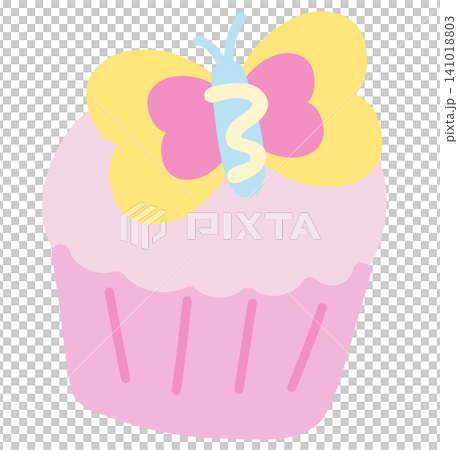 Pastel pink cupcake with butterfly cookies for sweet dessert, cafe, restaurant, menu, recipe, baking, sticker, cartoon character, mascot, comic, plush toy, doll, brunch, birthday card Pastel pink cupcake with butterfly cookies for sweet dessert, cafe, restaurant, menu, recipe, baking, sticker, cartoon character, mascot, comic, plush toy, doll, brunch, birthday card 141018803