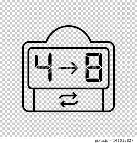 Minimal outline icon of an official digital electronic numbers board used for player substitutions in soccer matches. Minimal outline icon of an official digital electronic numbers board used for player substitutions in soccer matches. 141018827