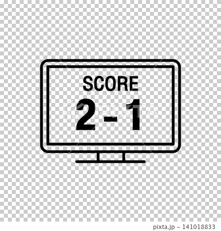 Minimal outline icon of a digital jumbotron stadium screen displaying the match game score results for football fans. Minimal outline icon of a digital jumbotron stadium screen displaying the match game score results for football fans. 141018833