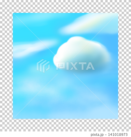 Isolated cute cloud in clear light blue sky background illustration Isolated cute cloud in clear light blue sky background illustration 141018973