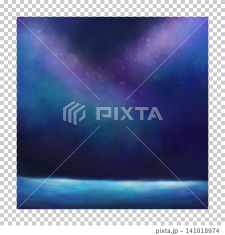 Night aurora starry sky at shining sea background illustration Night aurora starry sky at shining sea background illustration 141018974