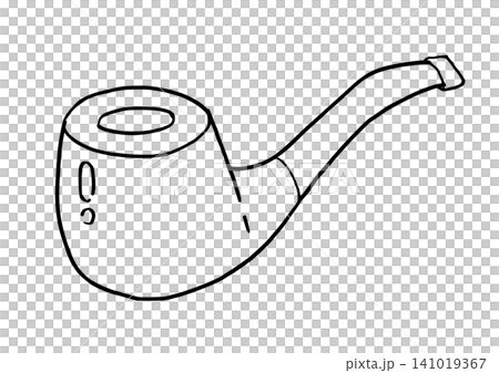 Simple illustration, monochrome line drawing, pipe tobacco. Simple illustration, monochrome line drawing, pipe tobacco. 141019367