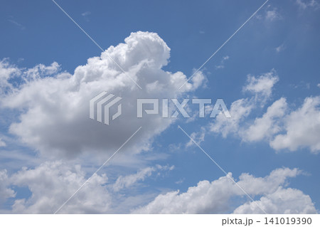 Blue sky with white cloud and soft daylight, peaceful summer weather scene Blue sky with white cloud and soft daylight, peaceful summer weather scene 141019390