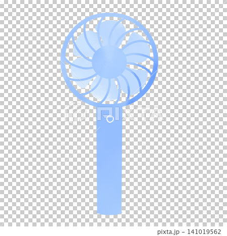 Light blue handheld fan - watercolor-style illustration material 141019562