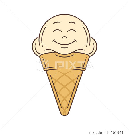 Cute Happy Ice Cream Cone Cartoon Character Mascot Vector Illustration Art Design Cute Happy Ice Cream Cone Cartoon Character Mascot Vector Illustration Art Design 141019614