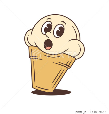 Surprised Ice Cream Cone With Open Mouth Cartoon Character Vector Illustration Surprised Ice Cream Cone With Open Mouth Cartoon Character Vector Illustration 141019636