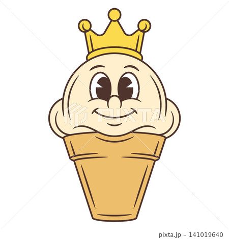 Royal Ice Cream Cone King With Crown Cartoon Character Vector Illustration Royal Ice Cream Cone King With Crown Cartoon Character Vector Illustration 141019640