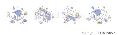 Home Security And Real Estate Financial Services Isometric Vector Illustration Set Home Security And Real Estate Financial Services Isometric Vector Illustration Set 141019657
