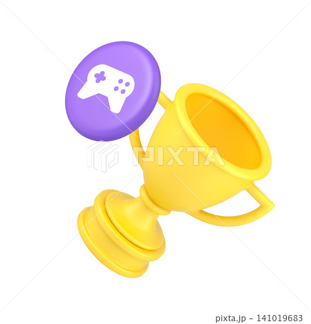 3d Realistic Icon Golden Trophy Cup With Purple Gamepad Victory Symbol 3d Realistic Icon Golden Trophy Cup With Purple Gamepad Victory Symbol 141019683