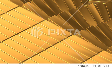 Rotated gold metal box Floor 3D Rendering Rotated gold metal box Floor 3D Rendering 141019753