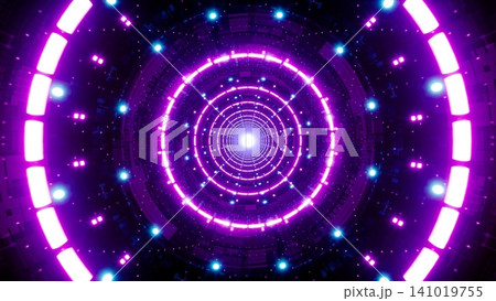 Shining Dashed Circle Light in the Multiple Lamps Technology Pattern Neon Tunnel 141019755