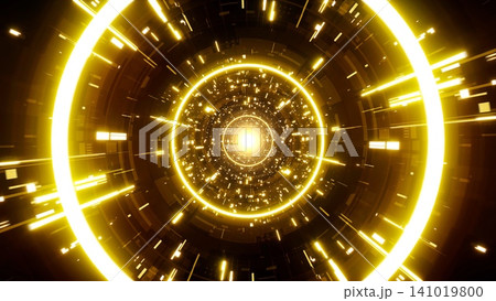 Flowing Gold Cyber Data Light Tunnel VJ Art 141019800