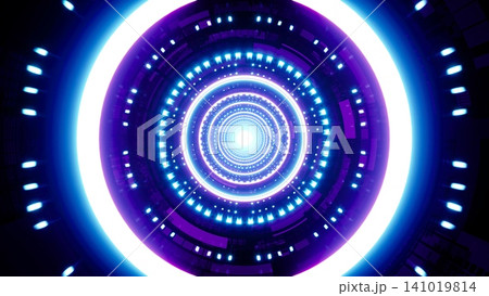 Glowing Multiple LED Neon Tunnel Background 141019814