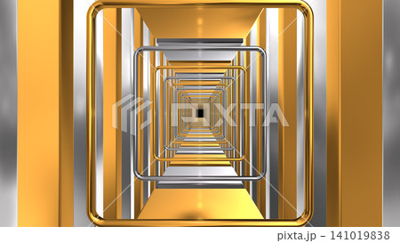 gold and silver tunnel background 3D Rendering 141019838