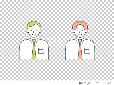 喜怒哀楽の「喜」の表情をしているビジネスパーソンの男性二人組のイラストセット(黄緑・ピンク) 喜怒哀楽の「喜」の表情をしているビジネスパーソンの男性二人組のイラストセット(黄緑・ピンク) 141020057