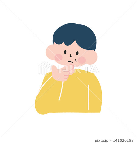 悩む困った中年男性のイラスト上半身 悩む困った中年男性のイラスト上半身 141020188