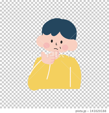 悩む困った中年男性のイラスト上半身 悩む困った中年男性のイラスト上半身 141020188