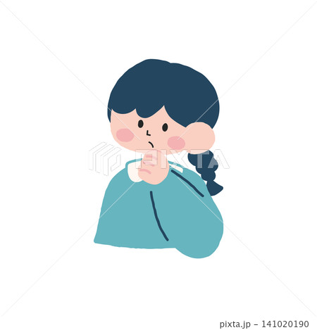 悩む困った女性のイラスト上半身 悩む困った女性のイラスト上半身 141020190